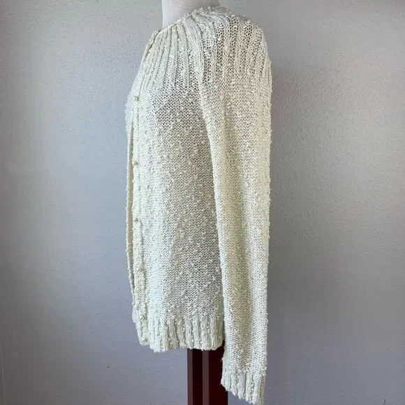 Vintage Pacific Place Cream Cardigan Sweater Size L EUC - Picture 4 of 8